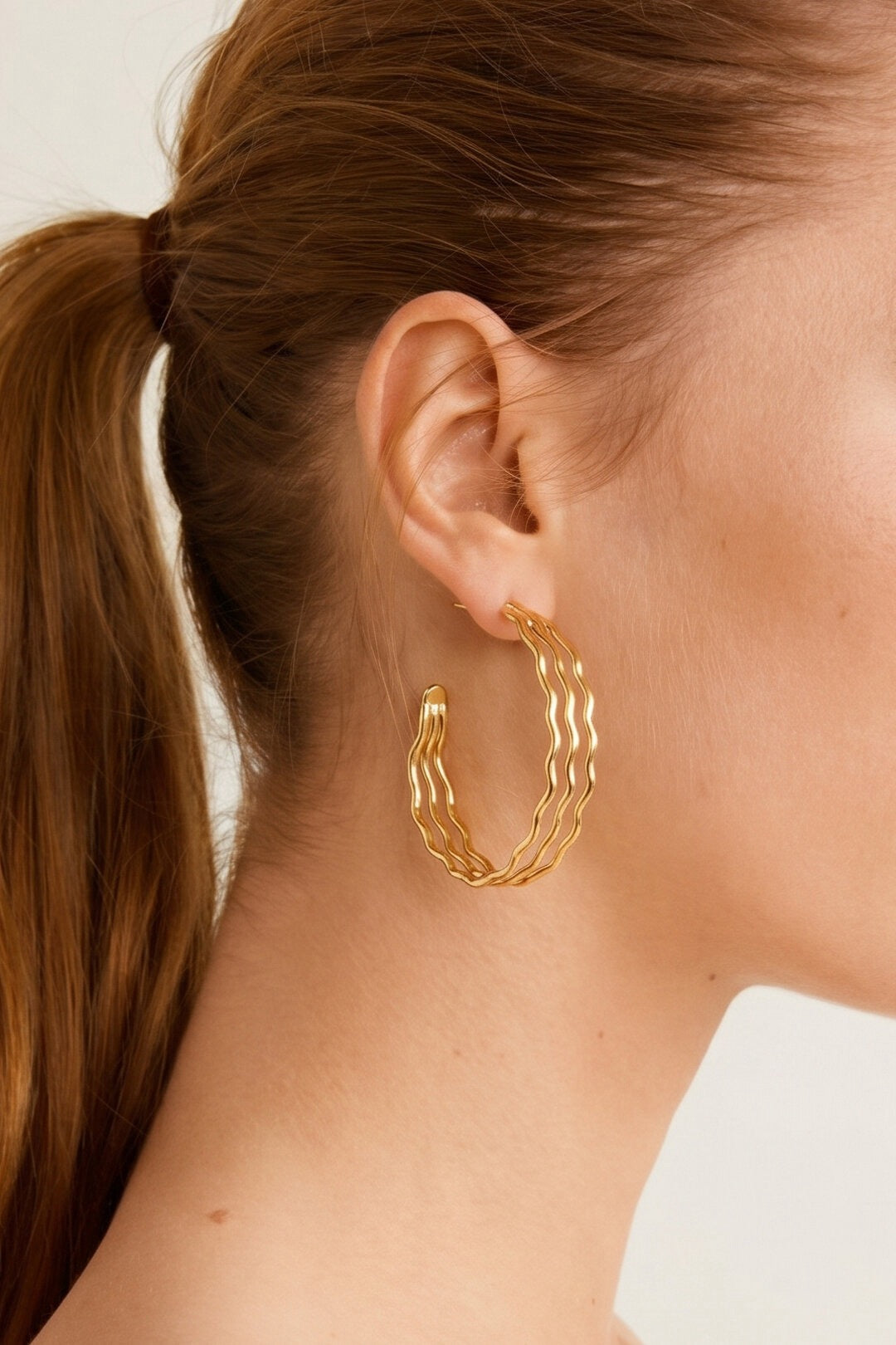 Zigzag Hoop Earrings - Gold