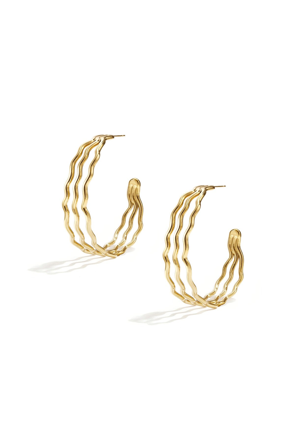 Zigzag Hoop Earrings - Gold