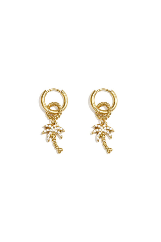 Summer Palm Tree Earrings - Gold