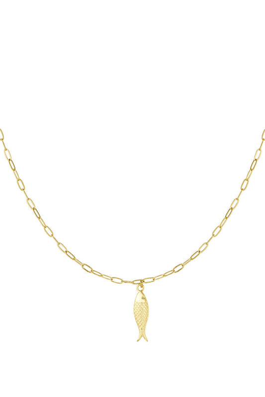 Hannah's Mini Fish Charm Necklace - Gold