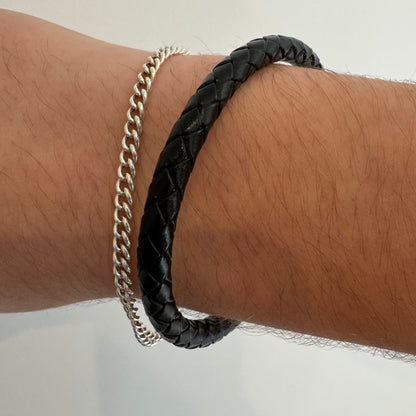 Black Leather Braid Bracelet