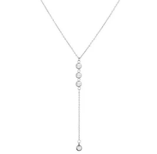 Sparkle Drop Necklace - Silver