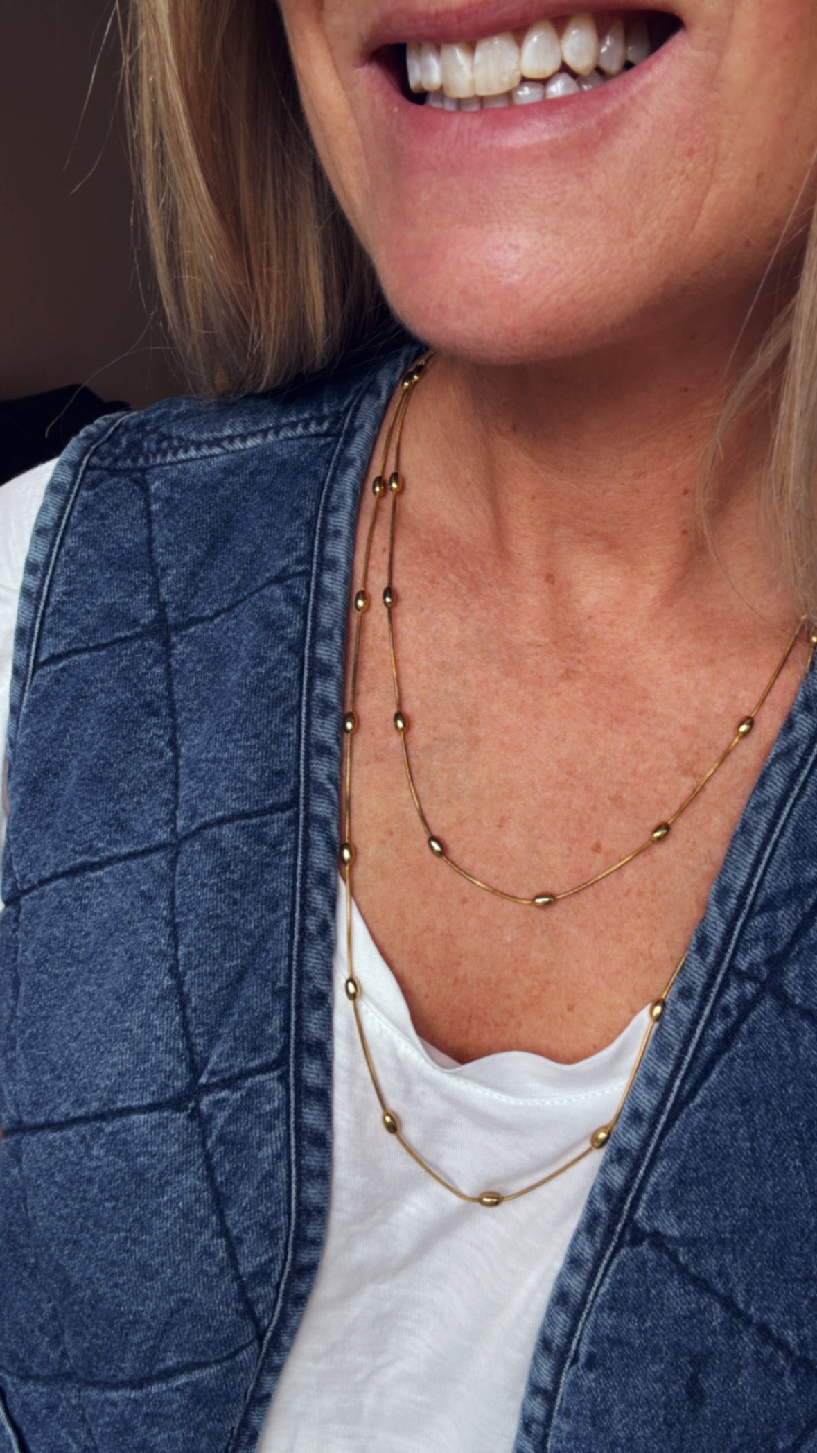 Coffee Bean Extra Long Necklace - Gold