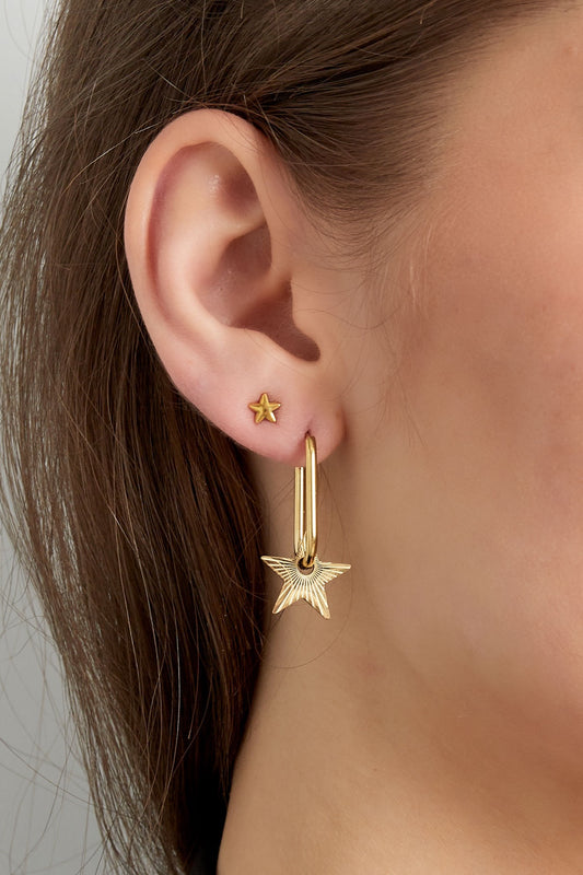 Oval Star Hoops - Gold
