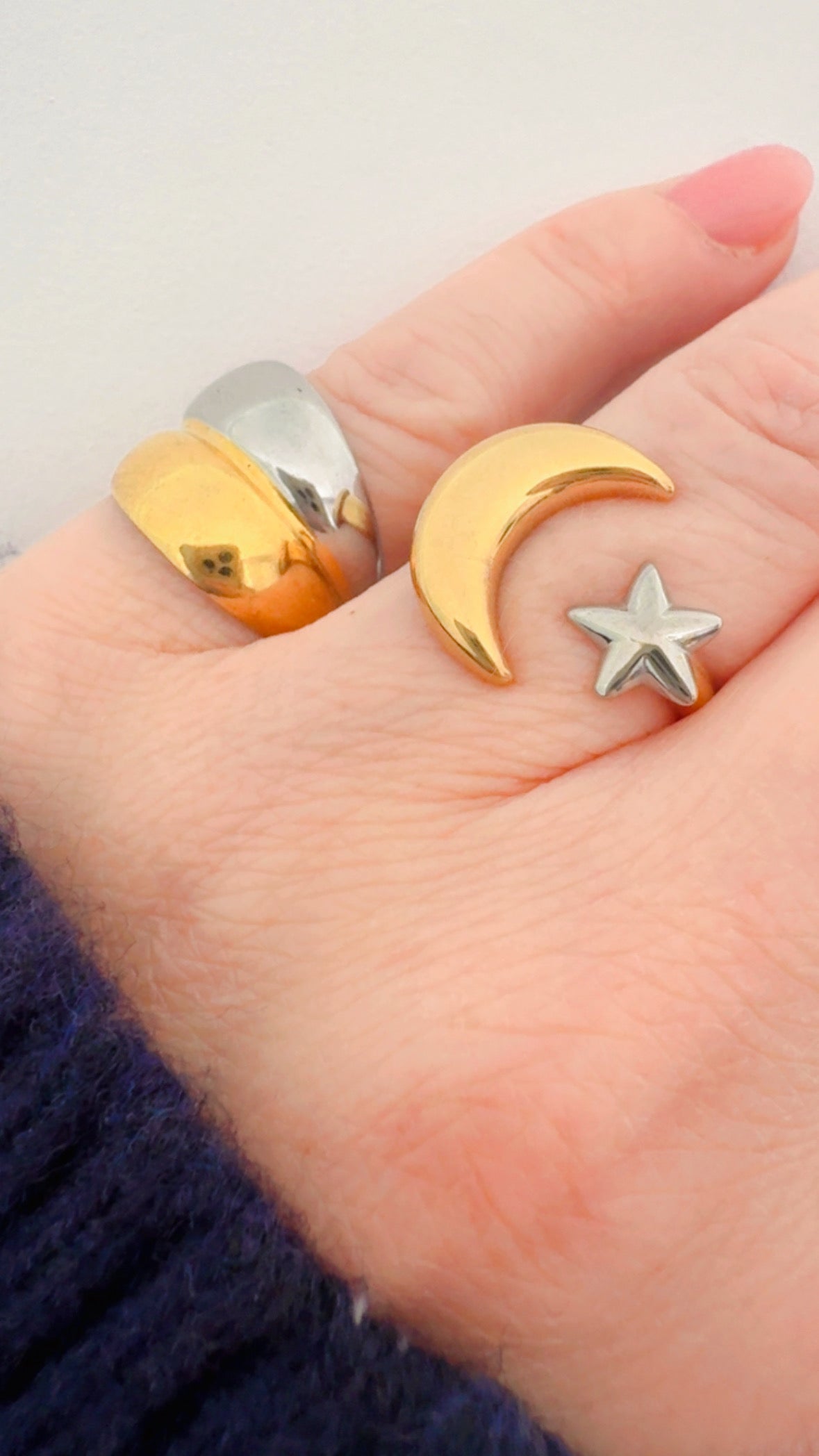 Moon & Star Ring - Gold/ Silver