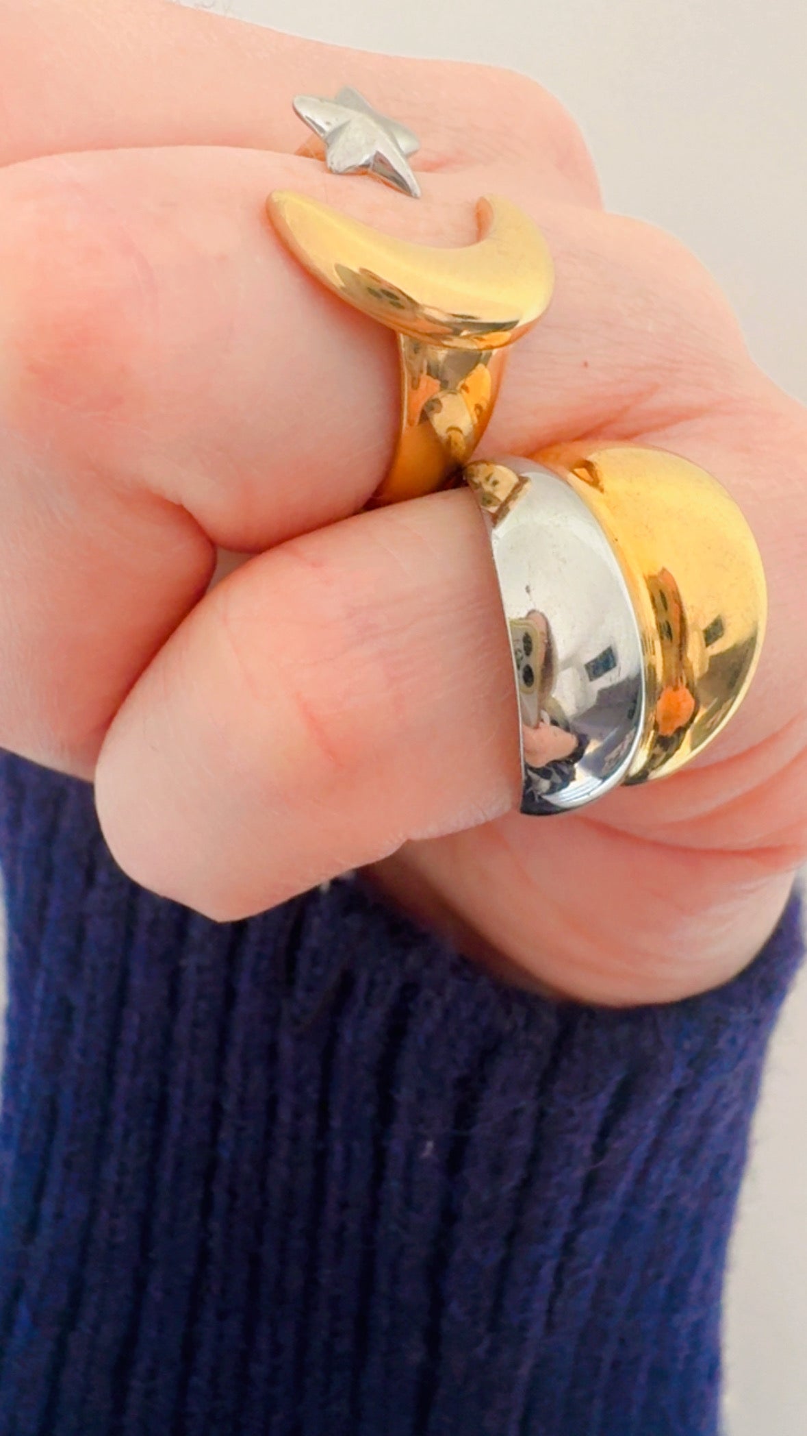 Moon & Star Ring - Gold/ Silver