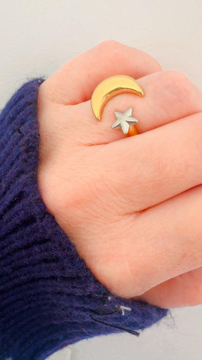 Moon & Star Ring - Gold/ Silver