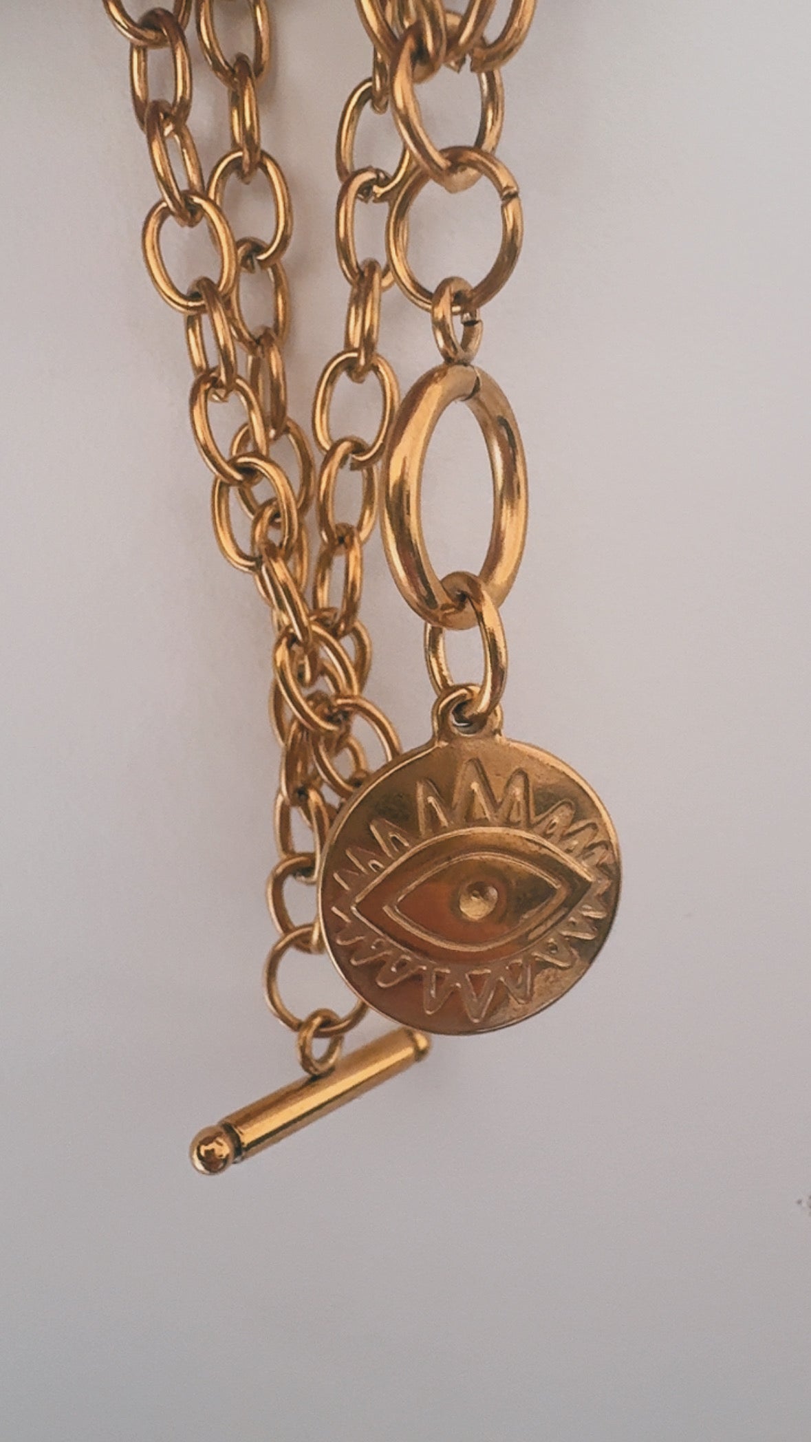 Triple Chain Eye Bracelet - Gold