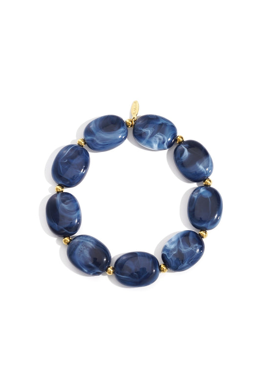Chunky Beaded Bracelet - Dark Blue