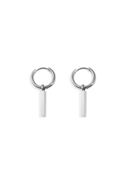 Bar Charm Hoops Silver