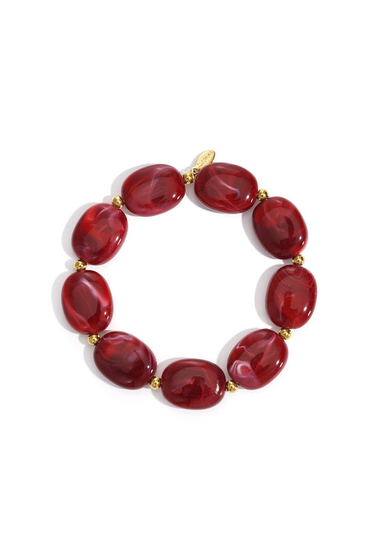Chunky Beaded Bracelet - Red