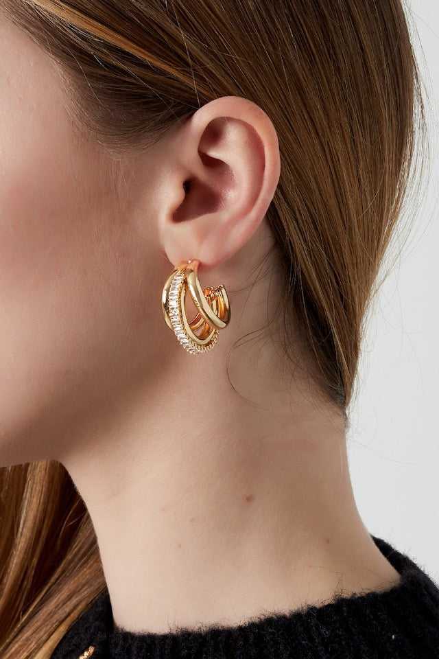 Triple Party Earrings - Gold