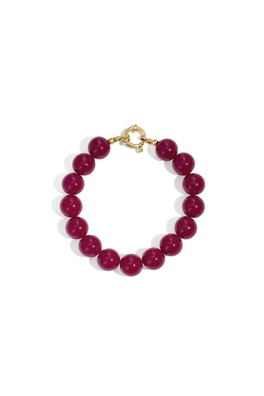Chunky Round Beaded Bracelet - Plum ( CAN BE PERSONALISED )
