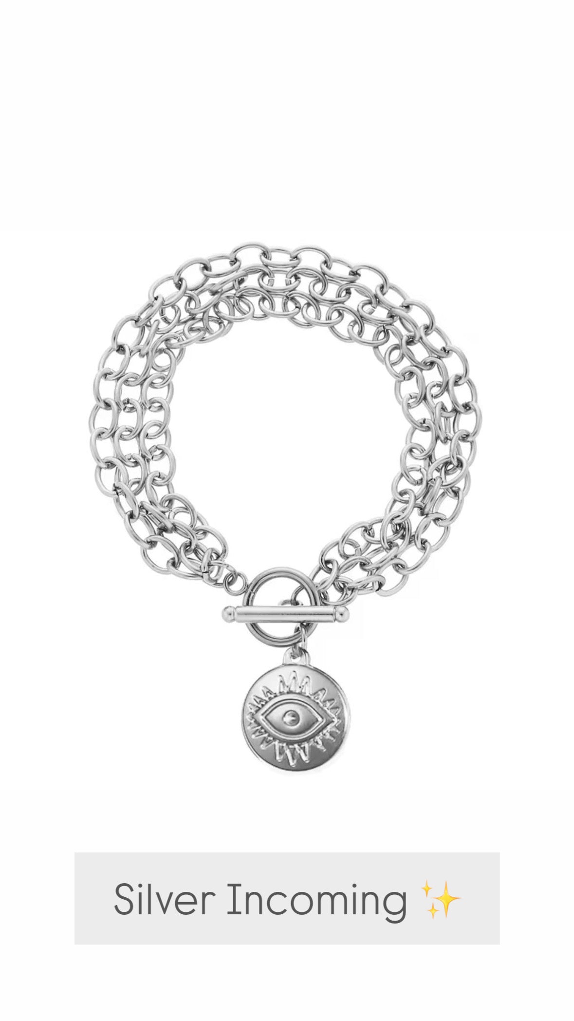 Triple Chain Eye Bracelet - Silver