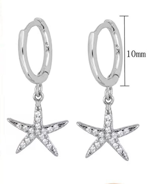 Starfish Sparkles Earrings - Silver