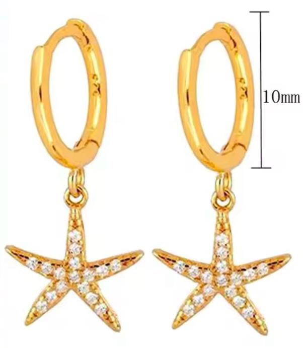 Starfish Sparkles Earrings - Gold