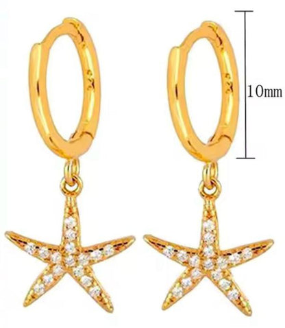 Starfish Sparkles Earrings - Gold