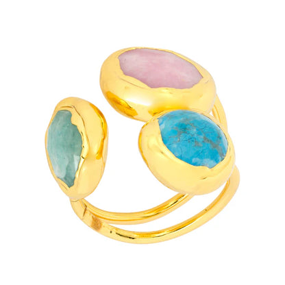 Trilogy Ring - Aqua & Pink