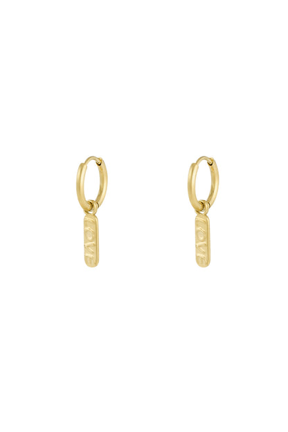 LOVE Tag Earrings - Gold