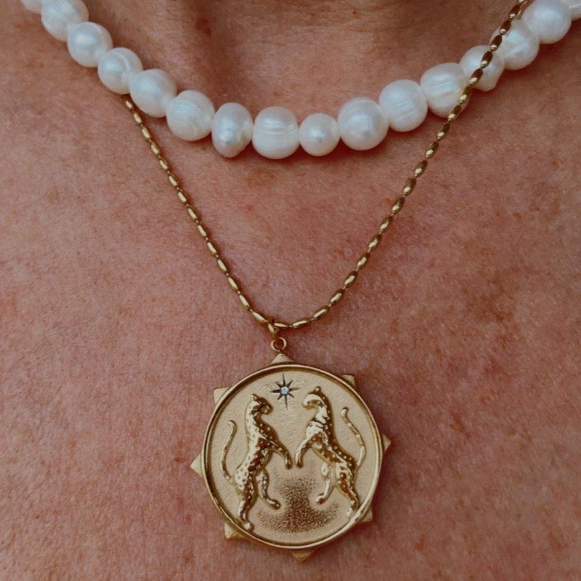 Wild Cheetah Disc Necklace - Gold