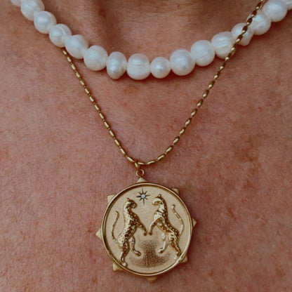 Wild Cheetah Disc Necklace - Gold