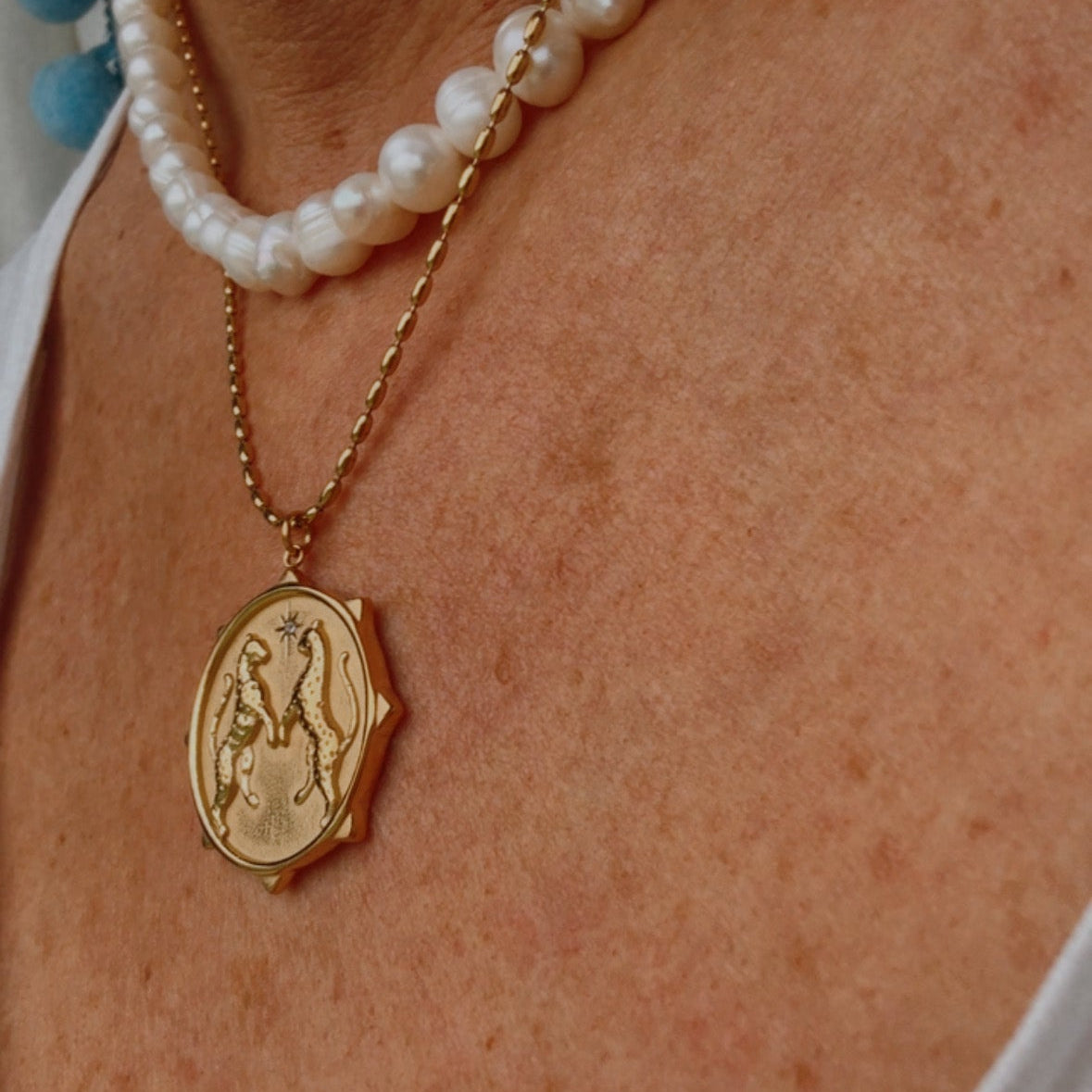 Wild Cheetah Disc Necklace - Gold