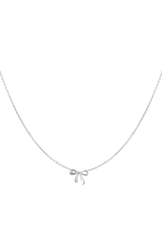 Pretty Bow Necklace - Silver