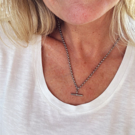 Hannah's T Bar Necklace - Silver