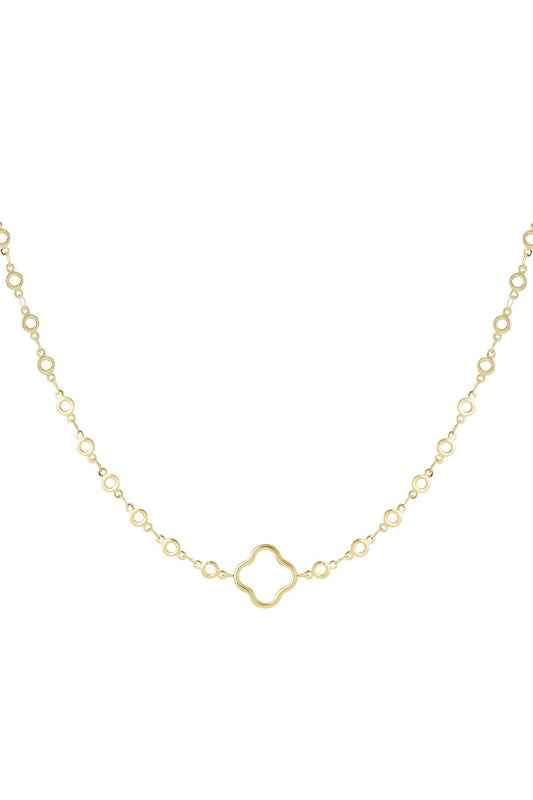 Circle Chain with Clover Necklace - Gold