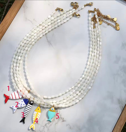 PRE ORDER Shell Fish Necklaces - Multiple  Charms