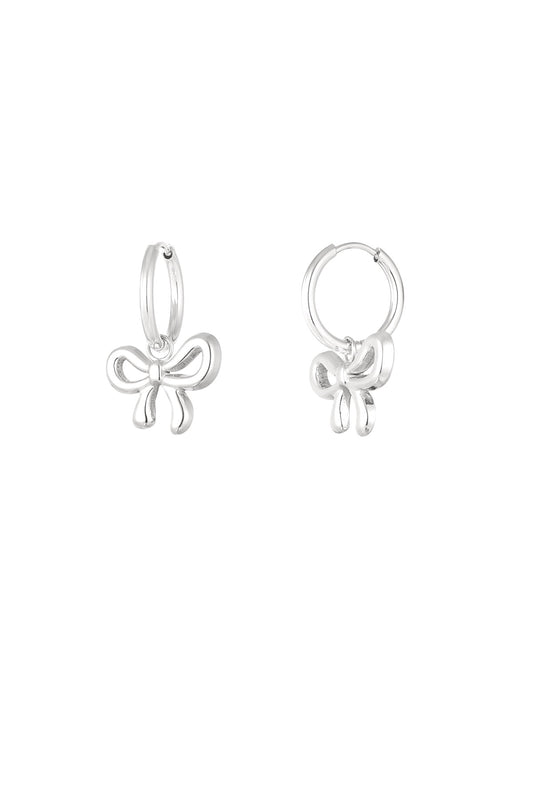 Simple Bow Earrings - Silver