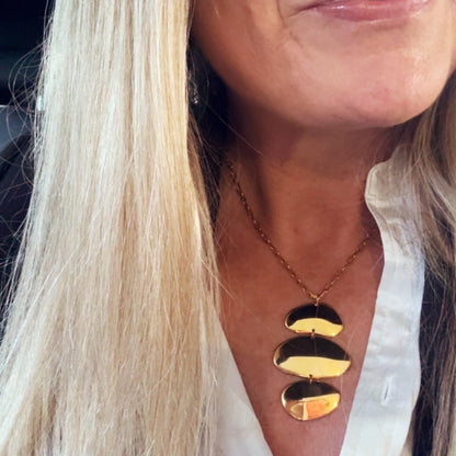 Gold Triple Statement Pendant Necklace