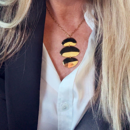 Gold Triple Statement Pendant Necklace