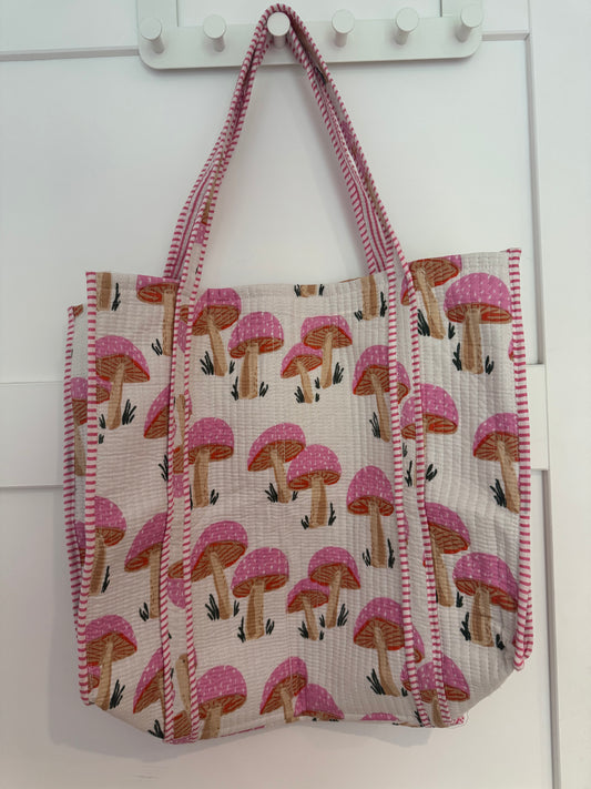 Cotton Tote Bag - Mushroom Pink
