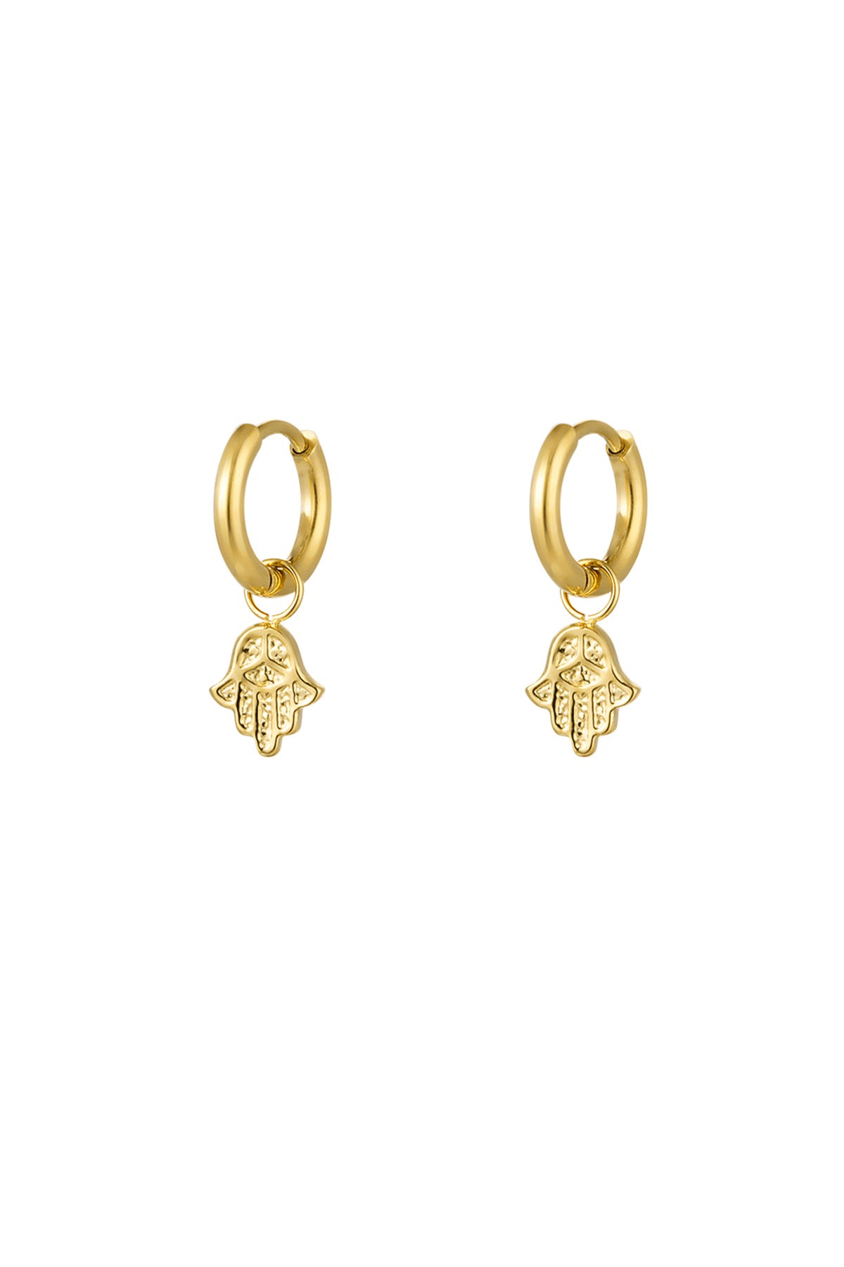 Hamsa Charm Earrings - Gold