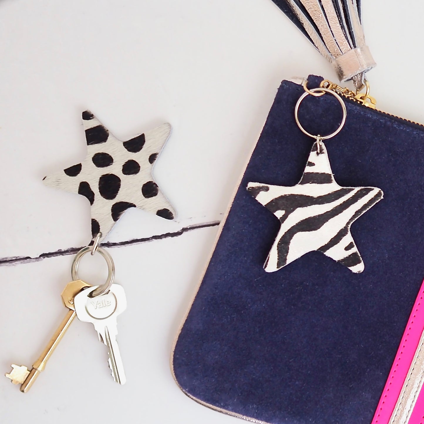 Dalmation Print Star Keyring