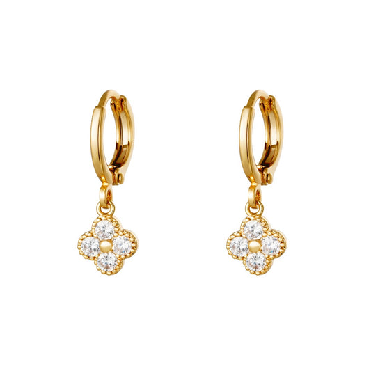Mini Hoops Earrings - Clover Gold