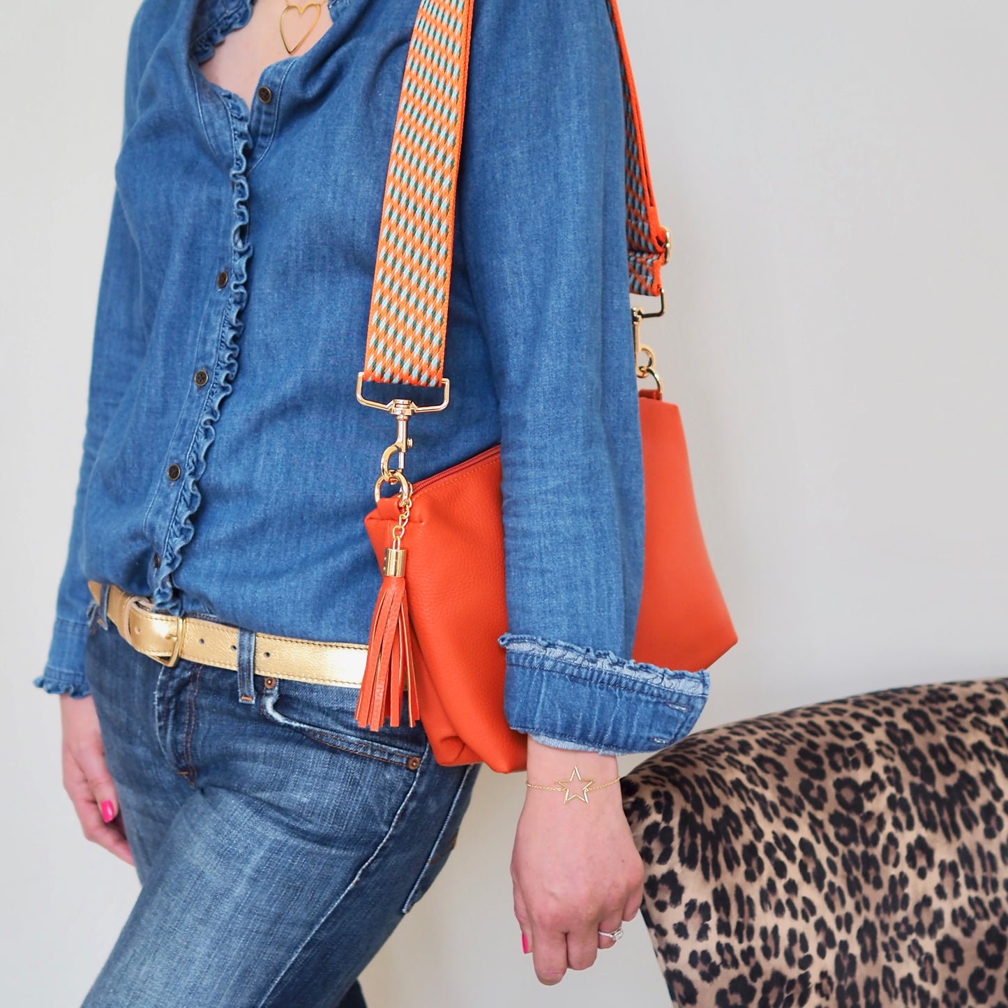 Leather Belt - Gold Metallic